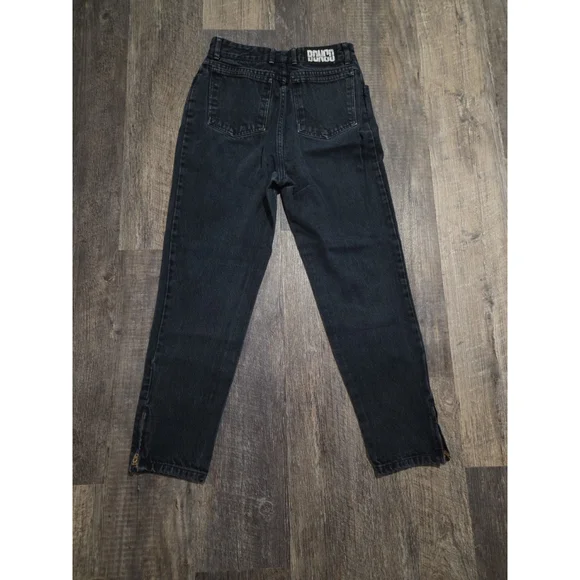 Vintage Bongo Jeans Women Size 13 Mom Jeans Black Wash Y2K Zipper Ankle - Picture 10 of 12